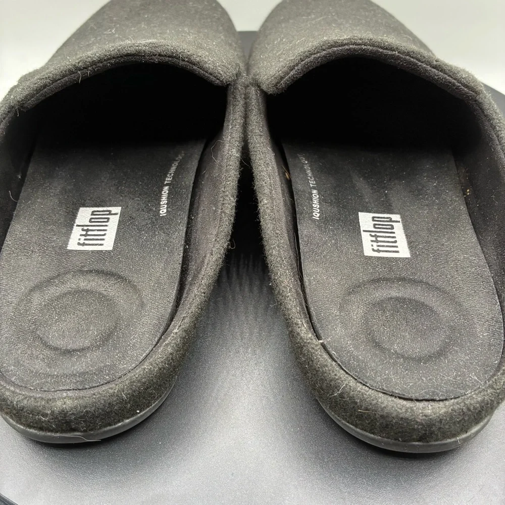 Fitflop Chrissie Suede Sandals Women’s 8.5 Black Slip On Mules - Picture 7 of 8